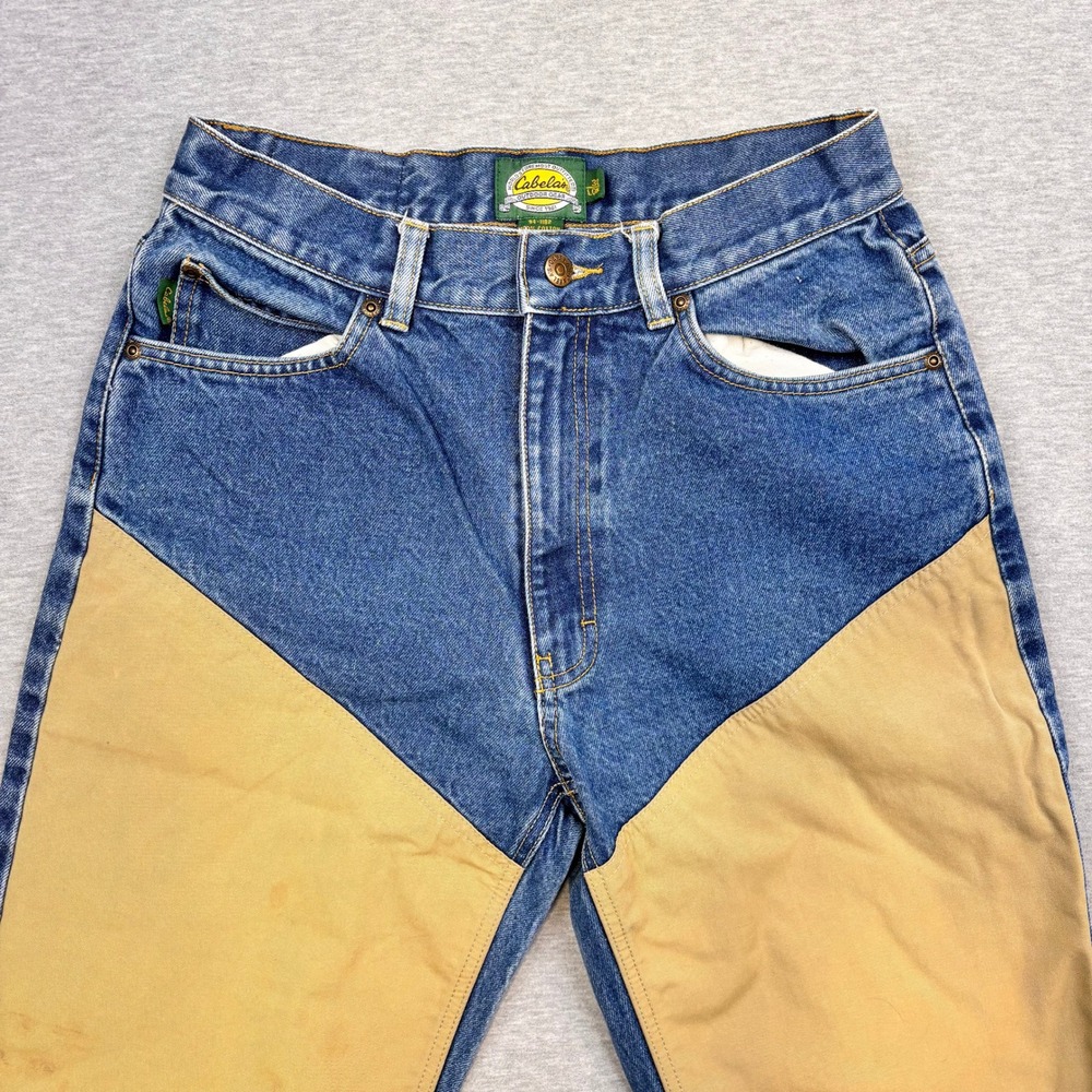 Cabelas Mens Blue Denim Nylon Facing Brush Hunting Upland Pants 30 Long
